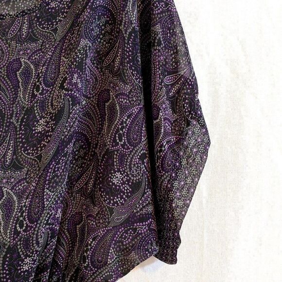 Max Azria Chiffon Dolman Sleeve Top L - Picture 3 of 5